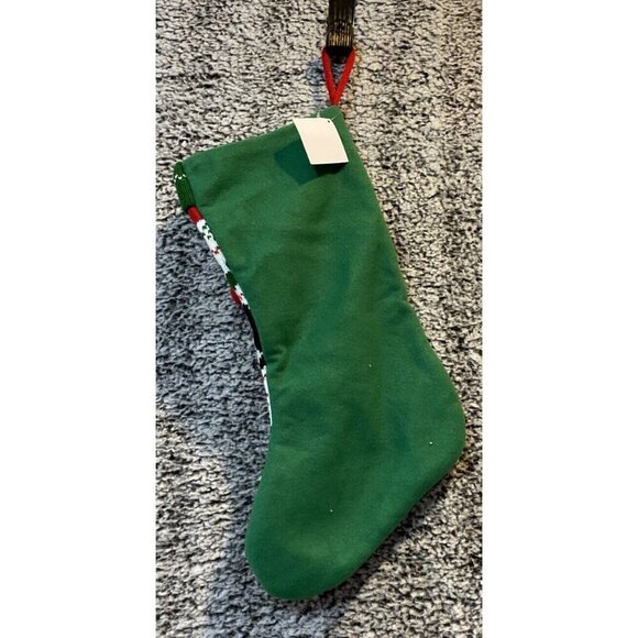 Christmas Stocking Knitted Black Cat Red Green Fair Isle Paw NEW 17. 5 Inch - Picture 2 of 2